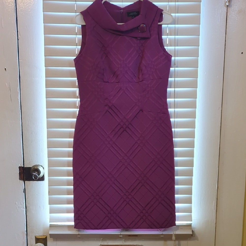 Tahari Sleeveless Purple Textured Sheath Dress